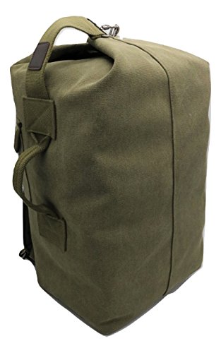 Canvas Backpack Large Capacity Duffel Bag Outdoors Sports Gym Bag Hiking Camping traveling Backpack for Men (Dark Green, Large)