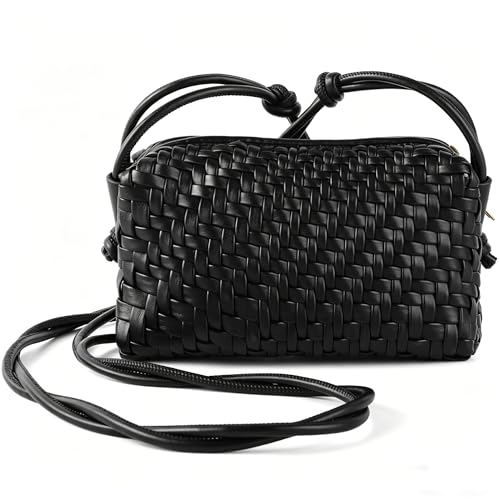 Image of Woven Crossbody Bag for Women,Small Handbag Cute Purse Vegan Leather Handmade Shoulderbag, Summer Tote Bag with Strap