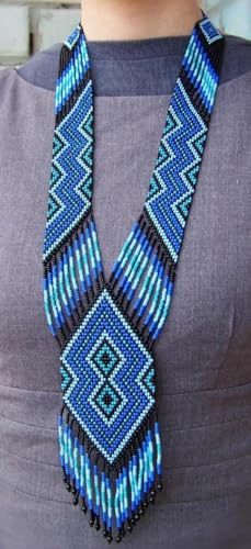 Collier Gerdan ukrainien géométrique en perles de rocaille multicolores LKBEADS - 2