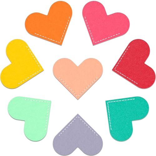 Leather Heart Bookmarks Cute Handmade Page Corner Book Markers Reading Gifts for Women Lovers Kids Teachers Friends Readers Book Accessories for School Office Home Supplies (8PC-Bright)