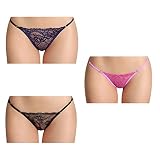 Besame Women Bikini Panties Lace Underwear Lingerie One Size (Black Blue Purple - Style 1 - One Size