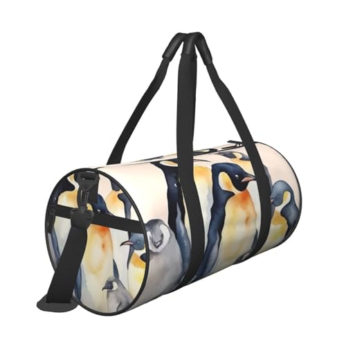 Travel Duffel Bag Sports Gym Bag With Shoes Compartment,Lightweight Overnight Weekender Bag Animal Penguins Watercolor Pattern Yoga Gym Sports Bag For Men Women2