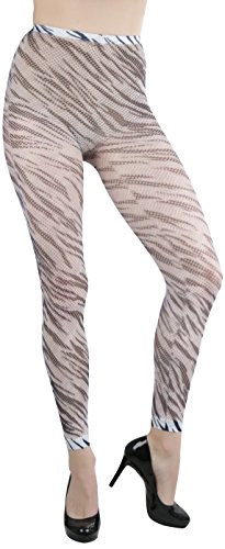 Image of ToBeInStyle Women's Footless Opaque Animal Zebra Tiger Tights Hosiery