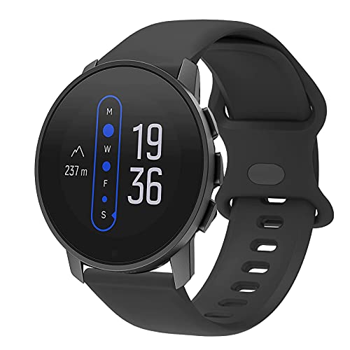 SkyBand Mode Silicone Classique Bracelet De Remplacement Compatible pour Montres connectées SUUNTO 9 Peak (Noir) Cover
