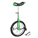​​16 Inch Wheel Green Unicycle for Adults & Kids - Heavy Duty Steel Rim Balance Trainer with Mountain Tire, Fitness Outdoor Sports Training Unicycle, Adjustable Seat & Foldable Design