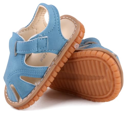 Image of Baby Boys Girls Squeaky Sandals Summer Closed-Toe Anti-Slip Premium Rubber Sole Toddler First Walkers Shoes