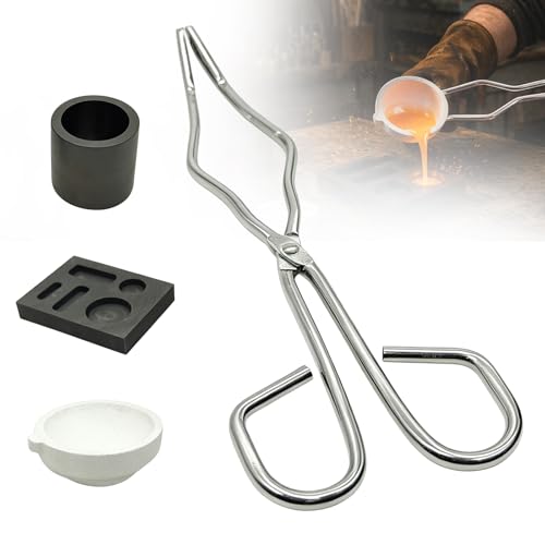 Taurion Lot de 4 pots en graphite pour fonte d'or - Kit de fonte d'or - Pot en graphite polyvalent - Moule à barre en graphite - Kit de fusion d'or pour...