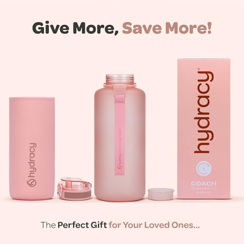 Image of Hydracy Water Bottle with Time Marker -Large Half Gallon 64oz BPA Free Bottle & No Sweat Sleeve -Leak Proof Gym Bottle with Fruit Infuser Strainer & Times to Drink -Ideal Gift for Sports & Outdoors