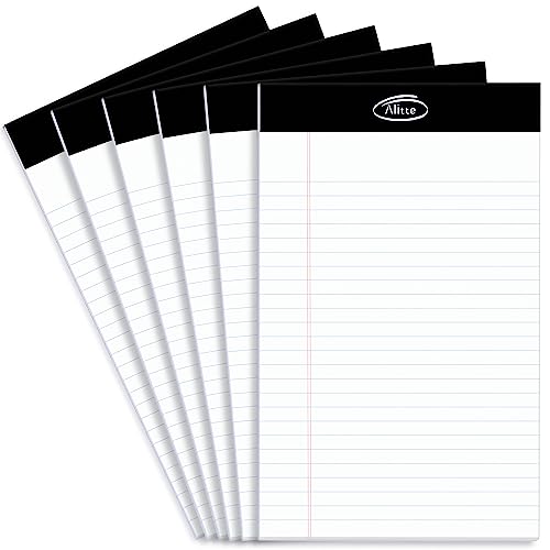 Alitte Legal Notepads 5X8, Pack Of 6 - Perforated Legal Ruled Writing Pad - Premium Thick Paper, No Ink Bleeding - Blank Legal Pads For Home, Office, School, Business - 50 Sheets Per Notebook #TOP4