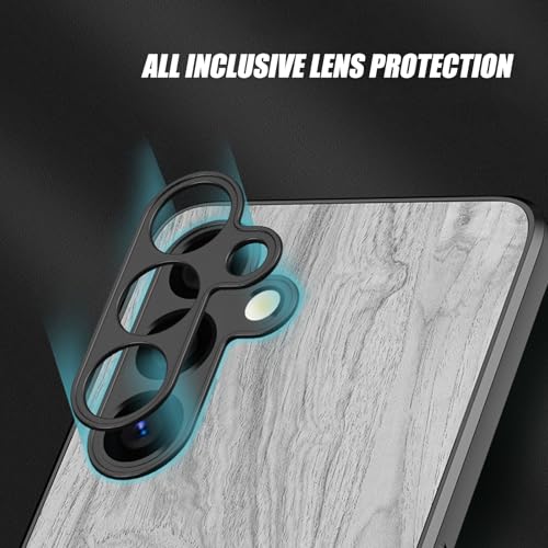 Coque fine en cuir texture bois pour Samsung Galaxy S25 Plus protection complète gris