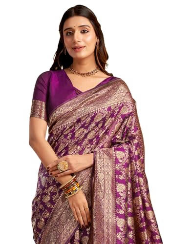 Image of SIRIL Women's Banarasi Silk Saree Pure Silk Saree With Unstitched Blouse Piece