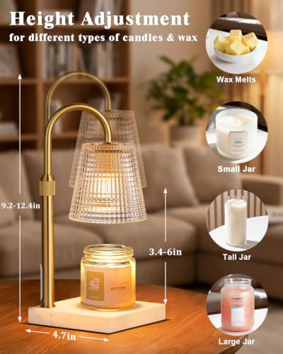 Image of White and Gold Marble Candle Warmer Lamp,Luxury Home Decor
