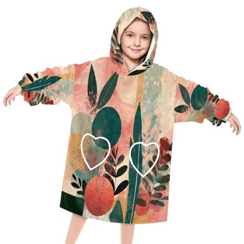 Kids Blanket Hoodie Modern Flower Wearable Blanket Hoodie Oversized Hooded Blanket, Sweatshirt Blanket with Pockets Soft Warm Kids Hooded Blanket for Girls, Boys