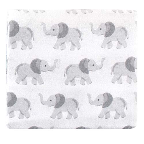 Image of Little Treasure Hudson Baby Cotton Poly Flannel Receiving Blankets Multipack, Grey Elephant, 30x30 inches