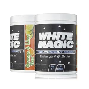 Medi-Evil Nutrition White Magic Pre-Workout Amino BCAA Powder Supplement with Caffeine – 520g – 40 Servings (Pack of 1) (Orange and Lime Fizz)