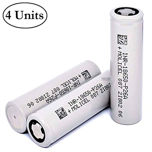 M&A BD 4 Pack of Gray-P26A, 2600mAh, 35A, Rechargeable, Replacement for Flat Top
