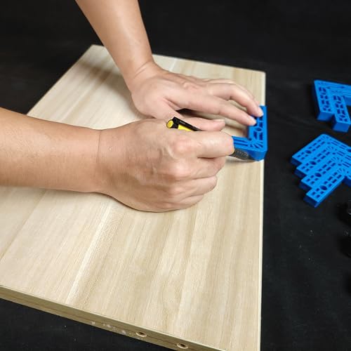 Image of 90 Degree Clamp,Positioning Squares, 3 inch 4 inch 2.3 inch Right Angle Clamp with 12 Clamping Squares,Corner Clamps Woodworking Tool for Pictures Frames Cabinets Boxes,Blue