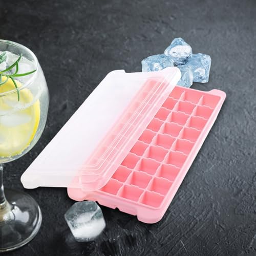 Molde para cubos de hielo con tapa plástico rosa miniatura 4