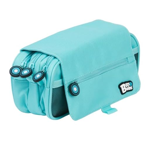 Grafoplás 37543231. Estuche Escolar 3 Cremalleras con Solapa, Color Azul Pastel, 23x10x10cm, Bits & Bobs.