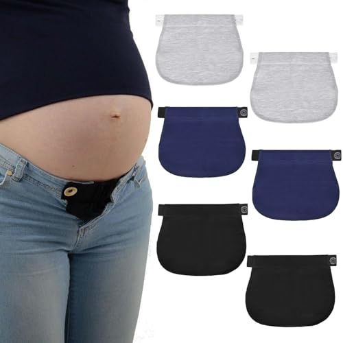 SAVOSWEET 6 Piezas Extensor de Pantalones de Maternidad Extensores de Botón de Pantalón Elástico Extensor de Pretina Ajustable Extensores de Cintura de Embarazo Pantalon, 22 * 20 * 16 CM