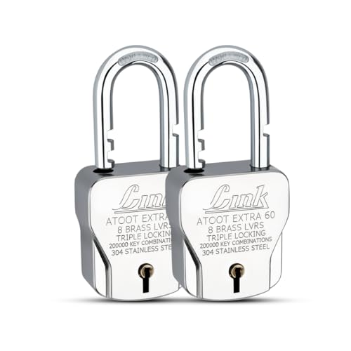 Image of Link Atoot Extra 60mm Triple Locking Mechanism Padlock, Hardened Shackle,Each Padlock with 3 Silver Keys (Pack of 2)