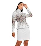 ACEGOLFS Women's Golf Jackets Lightweight Zip up Athletic Jacket Women Long Sleeve Floral Printed Pullover Ruffle Workout Top