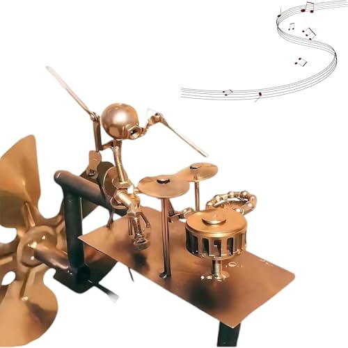 CONQUERALL Metal Hecho a Mano Tambor Molino de Viento Banda de Roca Viento Escultura girador para Patio al Aire Libre, decoración del jardín