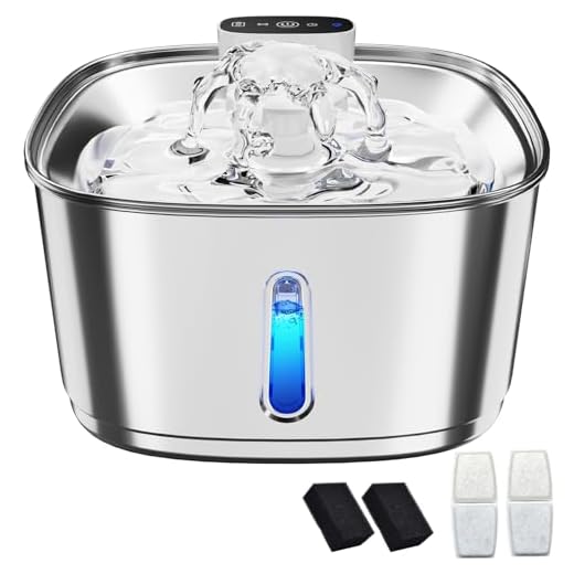 Pawinner 3.2L Katzenbrunnen Edelstahl Kabellos mit Bewegungsmelder, Trinkbrunnen für Katze mit Akku 4000mAh, Super Leise Wasserbrunnen für Katzen, Batteriebetrieben, 2 Filter + 2 Sponge + 1 Bürste