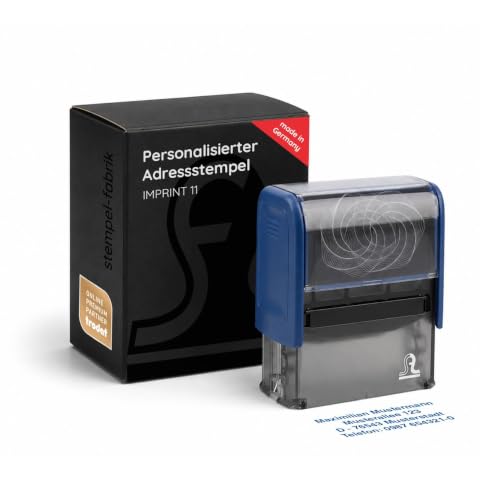 Stempel personalisiert mit Wunschtext, 4 Zeilen, Imprint...