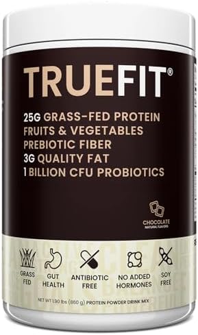 TrueFit Grass-Fed Whey Protein Powder with Fiber for Meal Replacement Shake