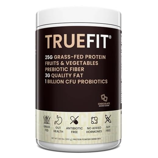 TrueFit Meal Replacement Shake Protein Powder, Grass Fed Whey + Organic Fruits & Veggies, Keto, Fiber & Probiotics, Gluten Free