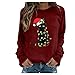 TDEOK Weihnachtsoberteil Weihnachten Sweatshirt Damen Pullover Langarm Rundhals Shirt mit Niedlichem Katzen Druck Weihnachtspullover Xmas Pulli Sweater Tops Oberteile Weihnachtsbluse
