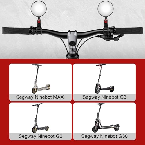 LOVLEX 2 Stück Rückspiegel für Segway Ninebot MAX G30 & G3 - Einstellbarer Weitwinkel-Rückspiegel - Kompatibel mit MAX G30, G2, G3, ZT3 PRO, F3, E3, E3 Pro, F2, F2 Pro, F3 Pro