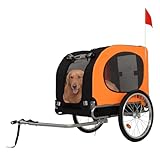 Dog Bike Trailer 88Lbs, Pet Cart Bicycle Carrier with Oxford Fabric, Easy Folding Pet Bicycle Trailer with Quick-Release Wheels & Non-Slip Mat & Safety Flag, 16" Air Tires & Washable Non-Slip Lining