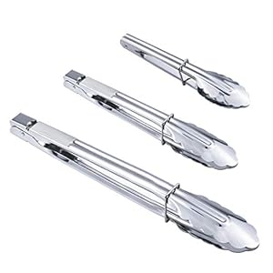 Stainless Steel Kitchen Tongs Set Metal Cooking Tongs (7 9 12 Inch 3 Pieces)