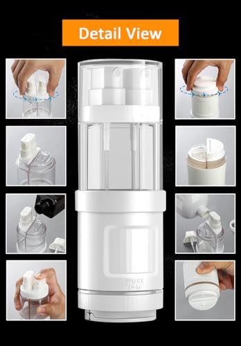 Image of Lyrovo 4-in-1 Travel Essential Kit Spray Bottles & Pump Bottles Dispenser, Travel Containers for Toiletries, Refillable Travel Accessories for Cream Toners Lotion (White)