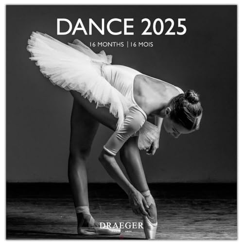 DRAEGER Paris 1886 - Calendario de pared grande de 29 x 29 cm 2025-7 idiomas - septiembre de 2024 a diciembre de 2025-12 fotografías disponibles en varios temas - Danza - Notas de citas, cumpleaños
