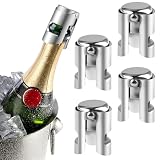 4 Piezas Tapón de Champán de Acero Inoxidable,Tapas de Botellas de Champán
