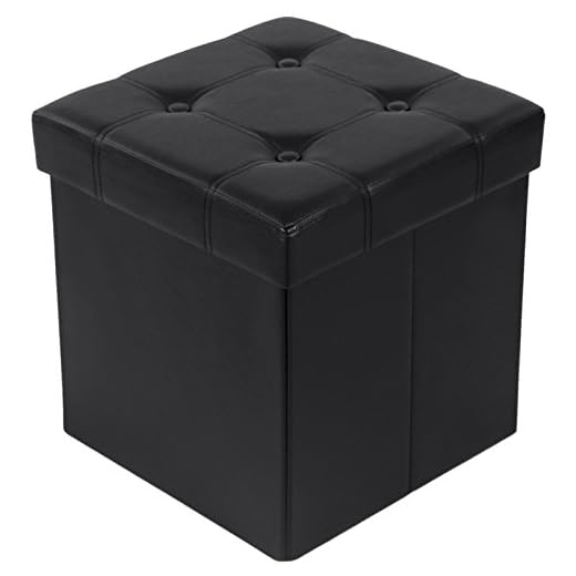 SONGMICS Bänk med förvaringsutrymme kan belastas upp till 300 kg, konstläder, svart, 38 x 38 x 38 cm, SPF 30B