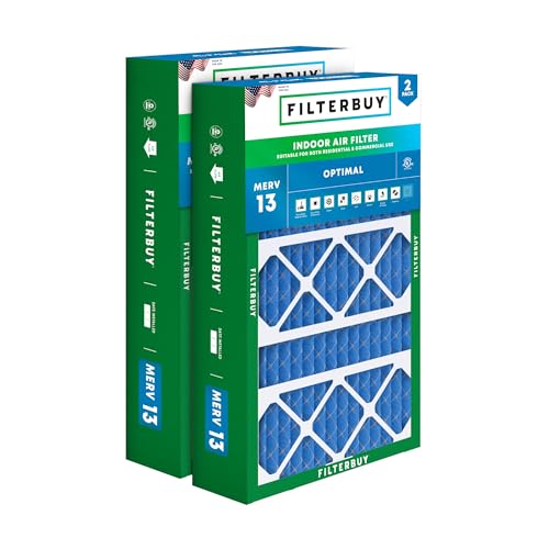 Filterbuy 17x26x4 Air Filter MERV 13 Optimal Defense (2-Pack), Pleated HVAC AC Furnace Air Filters Replacement for Lennox (Actual Size: 16.56 x 25.94 x 4.13 Inches)