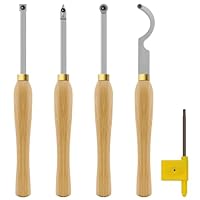 Mini-Hartmetall-Holzdrehwerkzeug-Set mit Holzgriff und 4 Hartmetall-Einsätzen, ideal zum Schruppen von Holzdrehmaschinen, Schruppen, Finishing Detailing und Aushöhlen