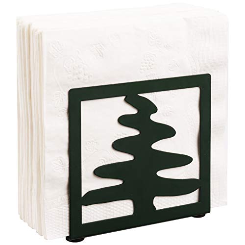 MyGift Forest Green-Tone Metal Napkin Holder with Christmas Tree Cutout Design