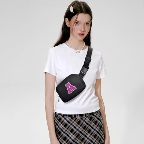 Image of 6 7 8 9 10 11 12 Year Old Girl Gifts Personalized Birthday Gifts for Her Sister Daughter Initial Crossbody Bag Fanny Pack Purse for Teen Girl Gifts Trendy Stuff Preppy Stuff (Black-A)