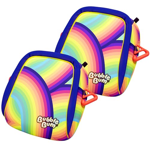 Image of BubbleBum Twin-Pack, Backless Booster Car Seat - Inflatable, Portable Travel Booster for Kids 40-100 lbs, Ages 4-11, Fits 3 Across, Rideshare & Carpool, FMVSS 213 Certified - Rainbow
