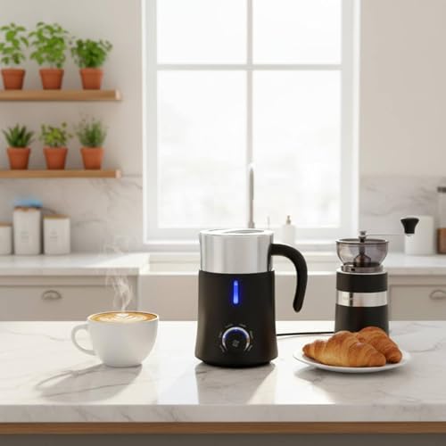 Image of ATORSE Quiet Electric Milk Frother ABS Body Hot and Cold Frother Single-Button Control Milk Foaming Machine Fast Frothing for Home Cafe, Coffee Shop, Us Plug