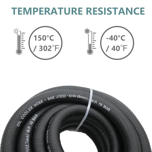 Image of 1 /2 Transmission Oil Cooler Hose - 300 PSI Fuel Line Hose J1532 For Transmission Fluid, Oil, Coolant, Diesel, Hydraulic Fluid, Lubricant, Gas 5FT