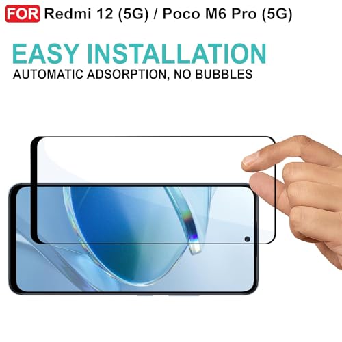 Image of DD SON Tempered Glass Screen Protector Compatible for Redmi 13 5G / Poco M6 Pro 5G / Redmi 12 5G /4G (11D) with Edge to Edge Coverage and Easy Installation kit,Black