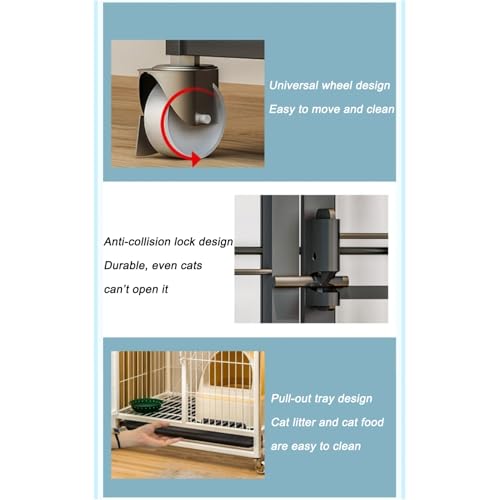 Enclos pour chat de balcon avec plateformes et roue d'exercice