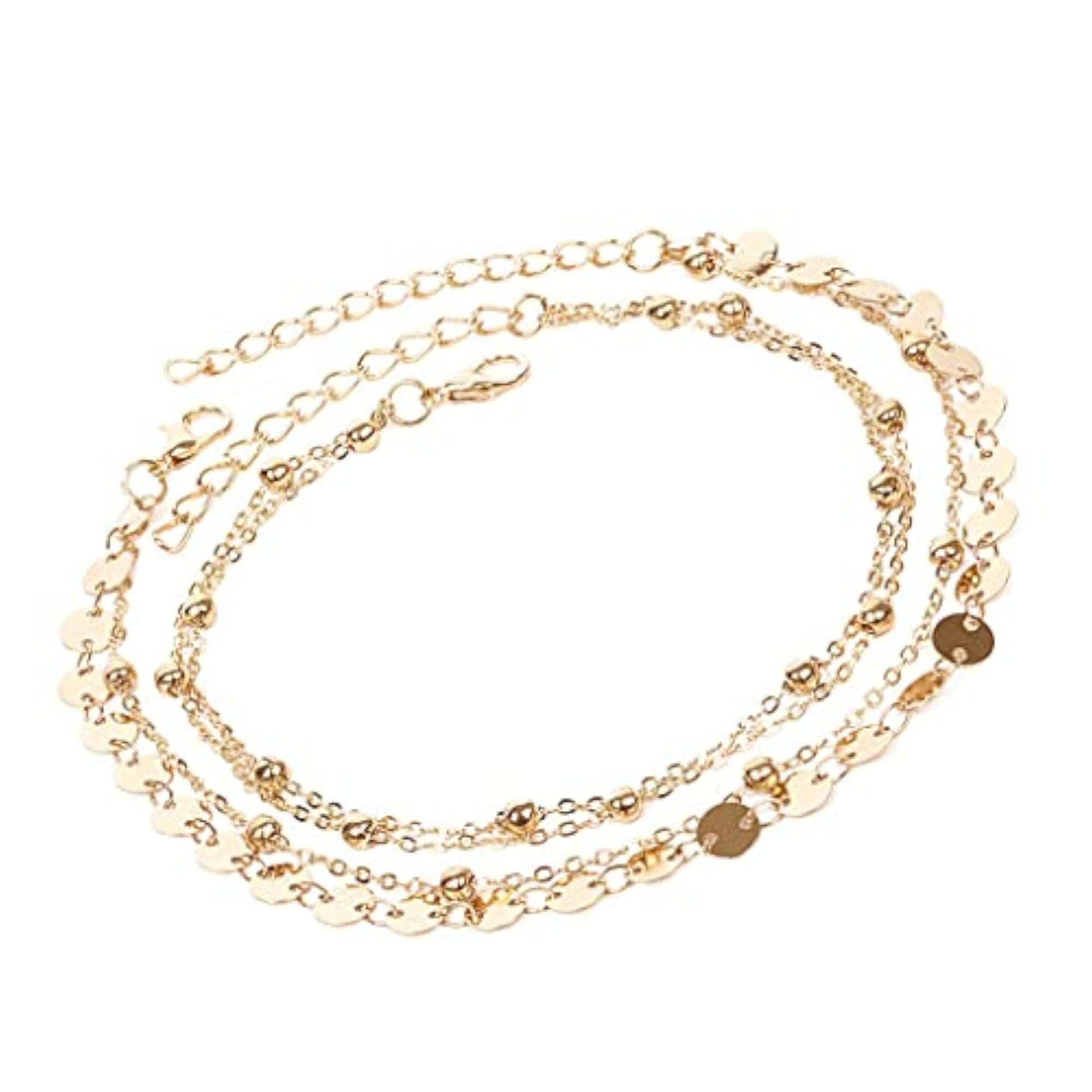 2 Piece Coin Sequin Anklet Chain Ankle Bracelet Set