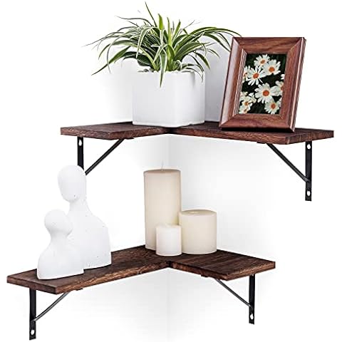 Titanape Wooden Corner Shelf, Wall Shelf, Set of 2, Wall Shelves, Floating Shelf, Vintage Corner Shelf, Hanging for Kitchen, Bathroom, Bedroom, Living Room, Balcony Cover